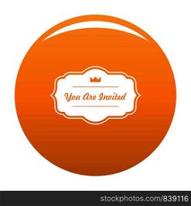 Invated label icon. Simple illustration of invated label vector icon for any design orange. Invated label icon vector orange