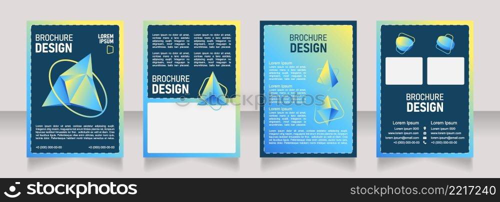 Invent blank brochure design. Template set with copy space for text. Premade corporate reports collection. Editable 4 paper pages. Bahnschrift SemiLight, Bold SemiCondensed, Arial Regular fonts used. Invent blank brochure design