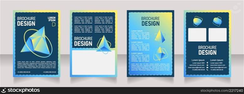 Invent blank brochure design. Template set with copy space for text. Premade corporate reports collection. Editable 4 paper pages. Bahnschrift SemiLight, Bold SemiCondensed, Arial Regular fonts used. Invent blank brochure design