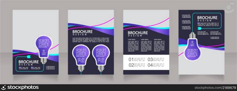 Invent solution for power consumption blank brochure design. Template set with copy space for text. Premade corporate reports collection. Editable 4 paper pages. Calibri, Arial fonts used. Invent solution for power consumption blank brochure design