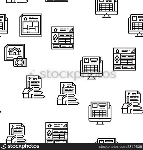 Inventory Analytics And Report Vector Seamless Pattern Thin Line Illustration. Inventory Analytics And Report Vector Seamless Pattern