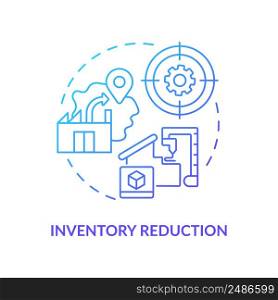 Inventory reduction blue gradient icon. Machine industry. Advantage of one-piece flow in manufacturing abstract idea thin line illustration. Isolated outline drawing. Myriad Pro-Bold font used. Inventory reduction blue gradient icon