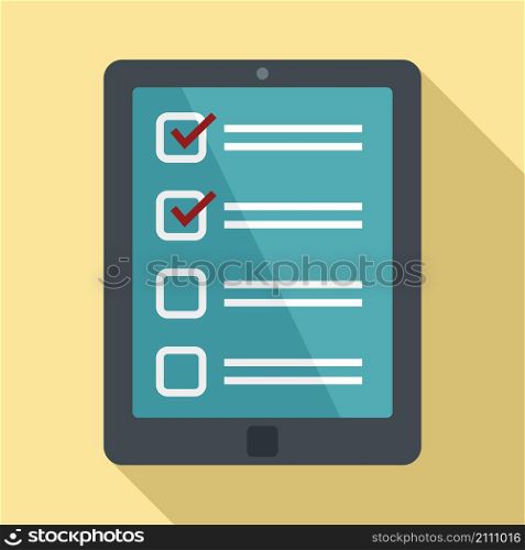 Inventory tablet icon. Flat illustration of inventory tablet vector icon isolated on white background. Inventory tablet icon flat isolated vector