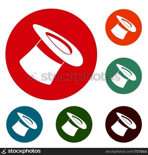 Inverted hat icons circle set vector isolated on white background. Inverted hat icons circle set vector