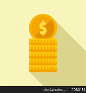 Invest coin stack icon flat vector. Income bank. Plan work. Invest coin stack icon flat vector. Income bank