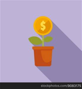 Invest grow plant icon flat vector. Finance money. Fund result. Invest grow plant icon flat vector. Finance money