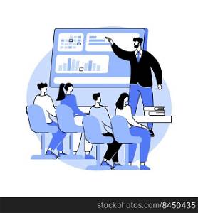 Investment banking isolated cartoon vector illustrations. Professor and finance department students discussing investment banking, masters education at university, raise capital vector cartoon.. Investment banking isolated cartoon vector illustrations.