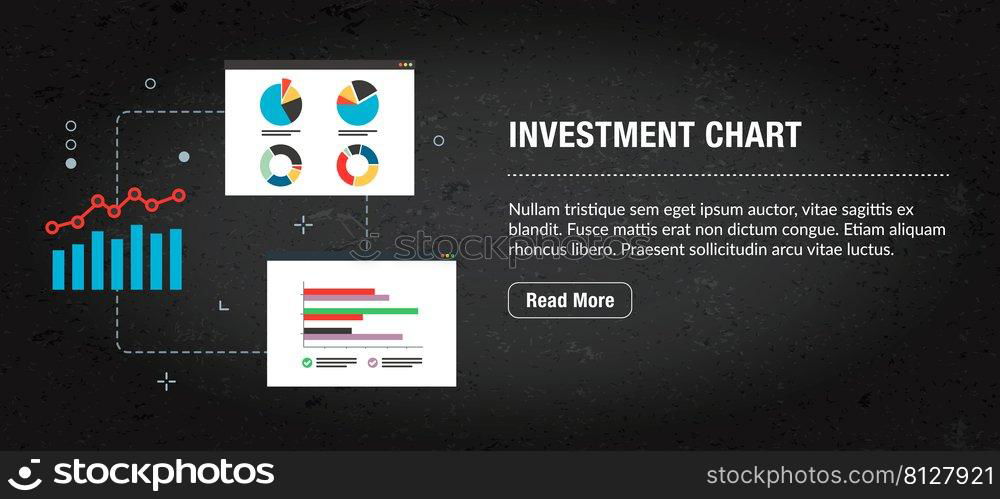 Investment chart, banner internet with icons in vector. Web banner template for website, banner internet for mobile design and social media app.Business and communication layout with icons.