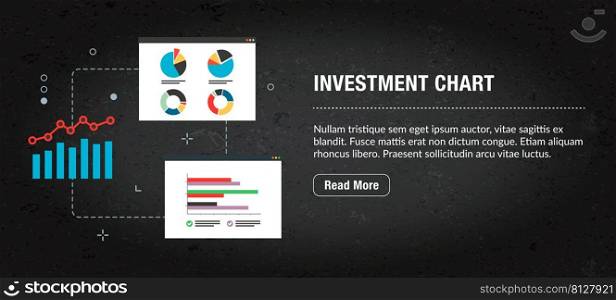 Investment chart, banner internet with icons in vector. Web banner template for website, banner internet for mobile design and social media app.Business and communication layout with icons.
