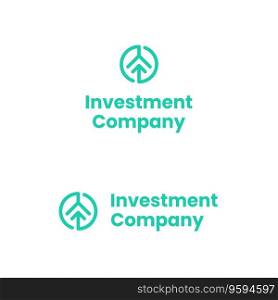 Investment company green line business logo. Brand name. Financial planning. Arrow pointing up. Design element. Visual identity. Poppins font used. Suitable for wealth management firm, stock broker. Investment company green line business logo