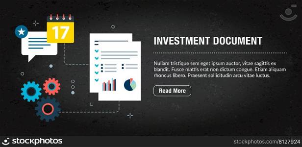 Investment document, banner internet with icons in vector. Web banner template for website, banner internet for mobile design and social media app.Business and communication layout with icons.