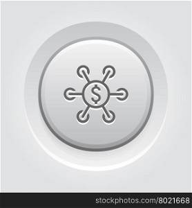 Investment Icon. Business Concept. Investment Icon. Business Concept. Grey Button Design