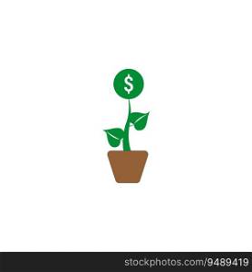 Investment icon. Money pot. Flower with dollar. Vector illustration. Eps 10. Stock image.. Investment icon. Money pot. Flower with dollar. Vector illustration. Eps 10.