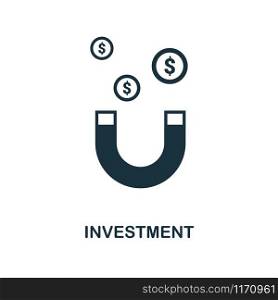 Investment icon. Monochrome style design from business collection. UI. Pixel perfect simple pictogram investment icon. Web design, apps, software, print usage.. Investment icon. Monochrome style design from business icon collection. UI. Pixel perfect simple pictogram investment icon. Web design, apps, software, print usage.