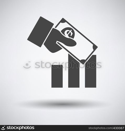 Investment Icon on gray background, round shadow. Vector illustration.