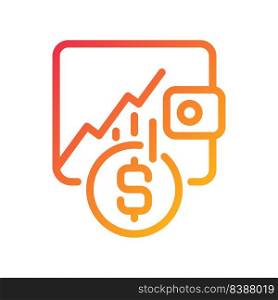 Investment pixel perfect gradient linear vector icon. Earning money from stocks. Financial market. Economic growth. Thin line color symbol. Modern style pictogram. Vector isolated outline drawing. Investment pixel perfect gradient linear vector icon