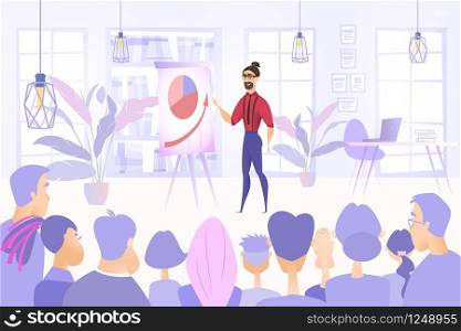 Investment Project Presentation, Shareholder Report, Business Seminar or Training Cartoon Vector Concept with Businessman or Company CEO Explaining Growth Indicators, Financial Analytics or Strategy