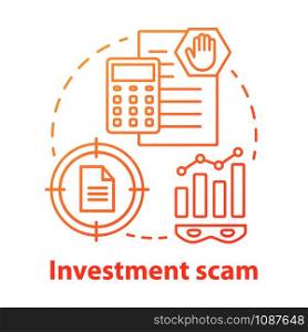 Investment scam concept icon. Illegal business. Financial analytics of shadow economy. Corruption scheme idea thin line illustration. Vector isolated outline drawing