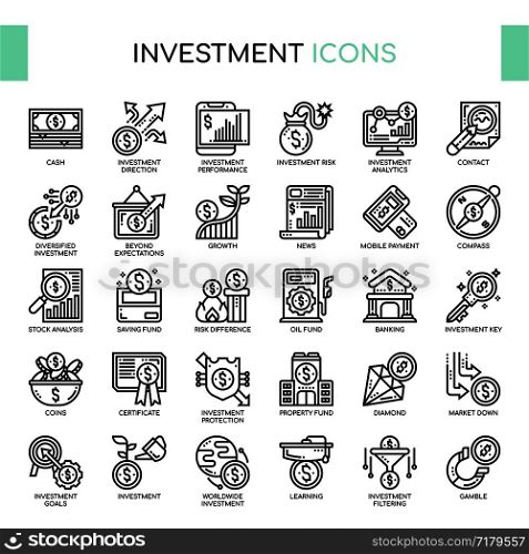 Investment , Thin Line and Pixel Perfect Icons