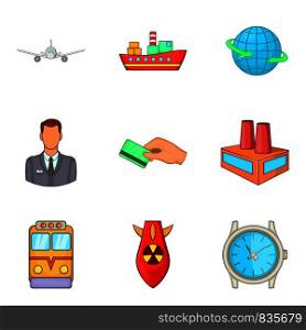 Investments in business icons set. Cartoon set of 9 investments in business vector icons for web isolated on white background. Investments in business icons set, cartoon style