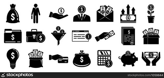 Investor icons set. Simple set of investor vector icons for web design on white background. Investor icons set, simple style