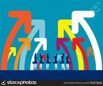 Investor looking for investment. Concept business direction marketing vector illustration, Arrow sign, Up, Growth