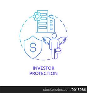 Investor protection blue gradient concept icon. Financial safety. Private sector regulations abstract idea thin line illustration. Isolated outline drawing. Myriad Pro-Bold font used. Investor protection blue gradient concept icon