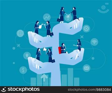 Investor team step to successful. Concept business teamwork vector illustration, Brainstorming
