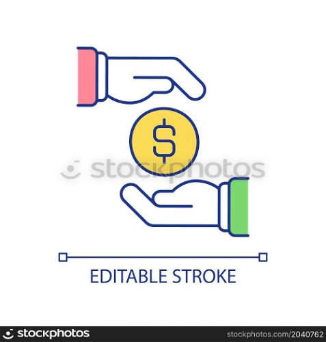Investors support of small business RGB color icon. Startup launch financing fund. Company development support. Isolated vector illustration. Simple filled line drawing. Editable stroke. Investors support of small business RGB color icon