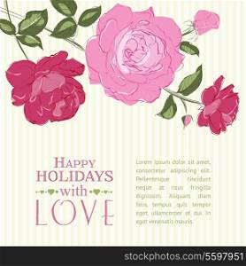 Invitation card with a roses. Vector illustration.
