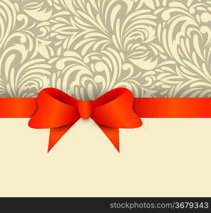 Invitation card with floral pattern and red bow