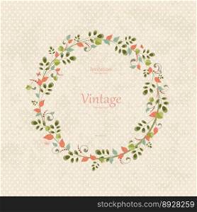 Invitation card with floral wreath for your design vector image