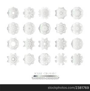 Invitation card with lace silver ornament. Luxury ornamental pattern template for design. Invitation card with lace silver