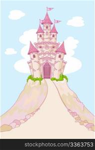 Invitation card with Magic Fairy Tale Princess Castle