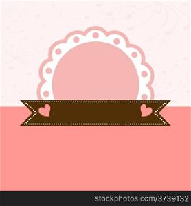 Invitation card with pink label. Vector illustration