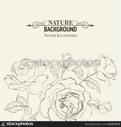 Invitation card with roses. Vector illustration