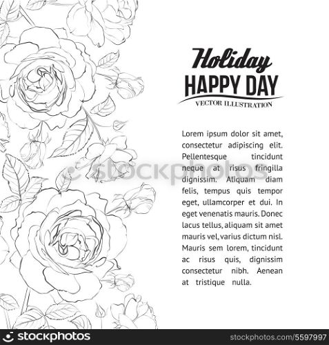 Invitation card with roses. Vector illustration