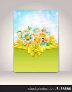 Invitation card with spring flowers