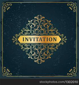 Invitation classic vintage style template card flyer background design vector
