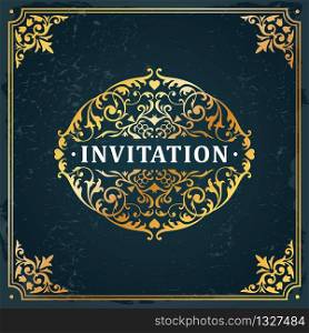 Invitation classic vintage style template card flyer background design vector