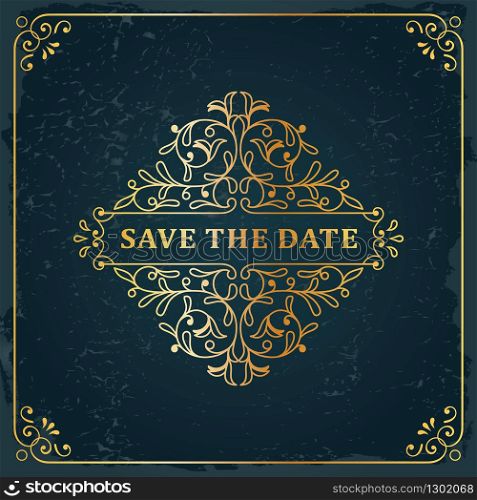 Invitation classic vintage style template card flyer background design vector. Save the date