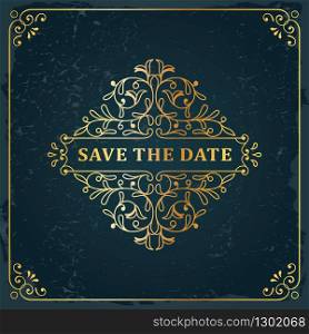Invitation classic vintage style template card flyer background design vector. Save the date