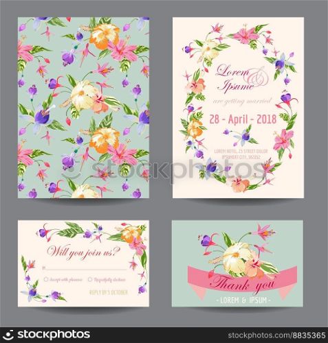 Invitation-congratulation card set - for wedding vector image