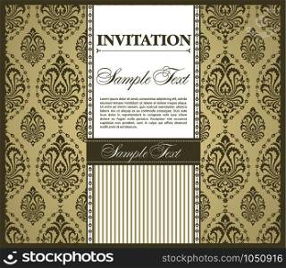 Invitation gretting card with victorian flowers background. Invitation gretting card
