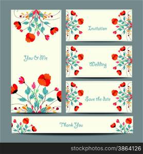 invitation or wedding card with abstract floral background