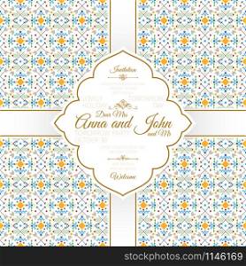 Invitation template card with geometric pattern, vector illustration. Invitation card with geometric pattern