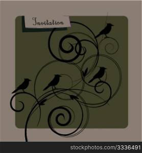 invitation with nice design and birds