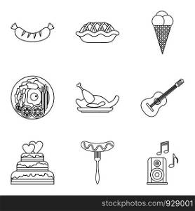 Invite guest icons set. Outline set of 9 invite guest vector icons for web isolated on white background. Invite guest icons set, outline style