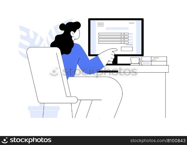 Invoice abstract concept vector illustration. Professional accountant fills out the invoice company documentation, business documents, corporate paperwork, banking industry abstract metaphor.. Invoice abstract concept vector illustration.