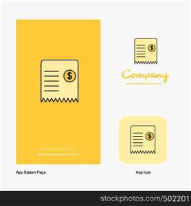 Invoice Company Logo App Icon and Splash Page Design. Creative Business App Design Elements